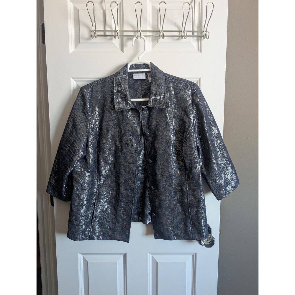 Festival Casual Rodeo Over Jacket Womens 18 Paisley Metallic Blue Y2k 80s 90s